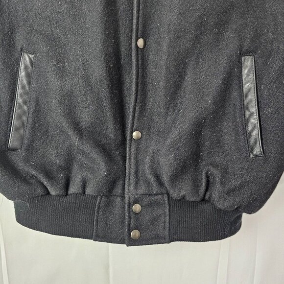 Vintage Descente Varsity Jacket Mens XL Black Letterman Baseball Cow Hide Nylon - Picture 9 of 12